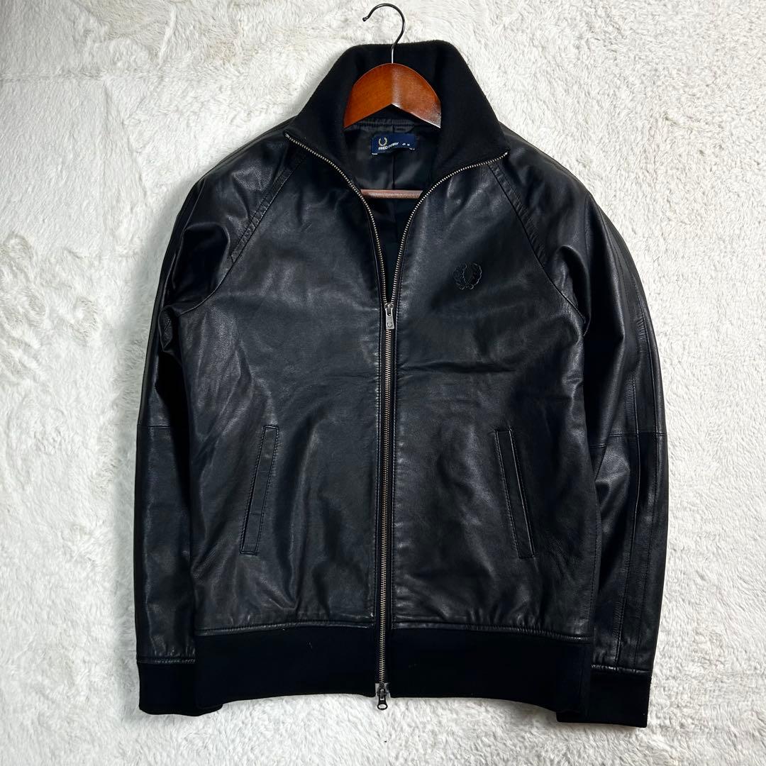 超希少✨FRED PERRY やぎ革　レザージャケット　トラックジャケット　黒