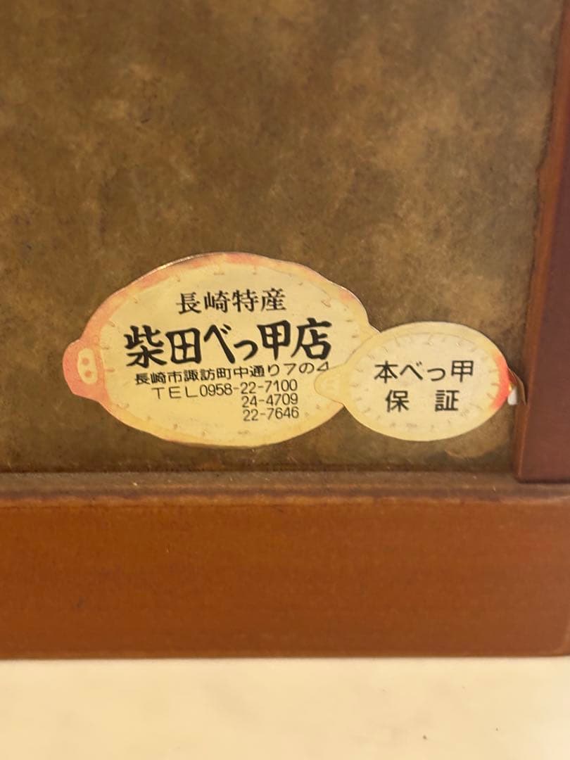 本鼈甲 鼈甲 べっ甲 宝船 置物 白赤珊瑚 ガラスケース 柴田べっ甲店