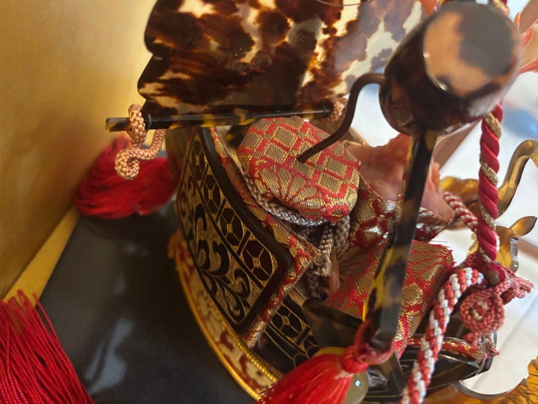 本鼈甲 鼈甲 べっ甲 宝船 置物 白赤珊瑚 ガラスケース 柴田べっ甲店