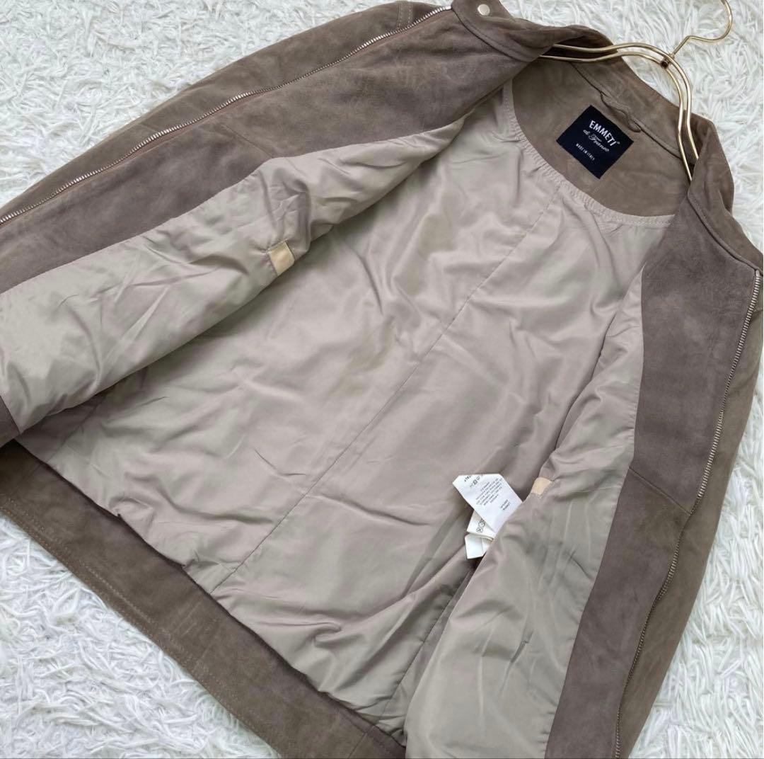 EMMETI ムートンジャケット グレージュ 48 スエード 干場