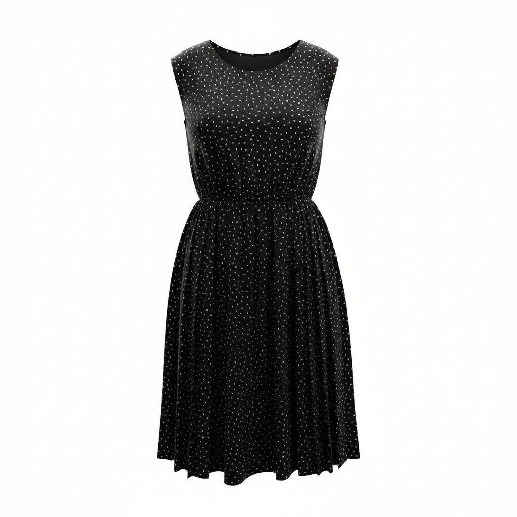 SHIPS シップス ドット ワンピース Web限定 ロング サイドプリーツ 黒