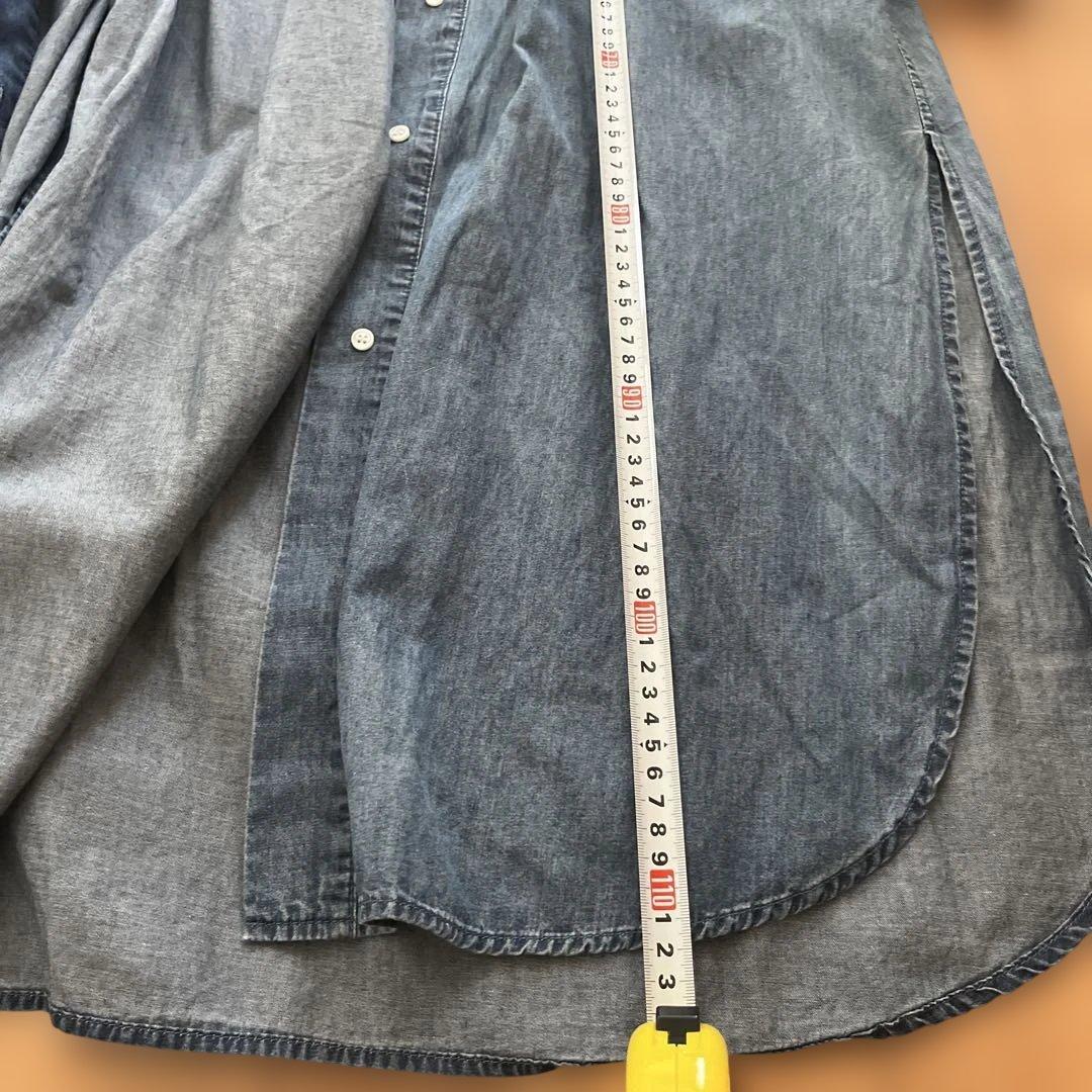 【パシオーネ PASSIONE】デニムブルー 長袖ロングシャツワンピース