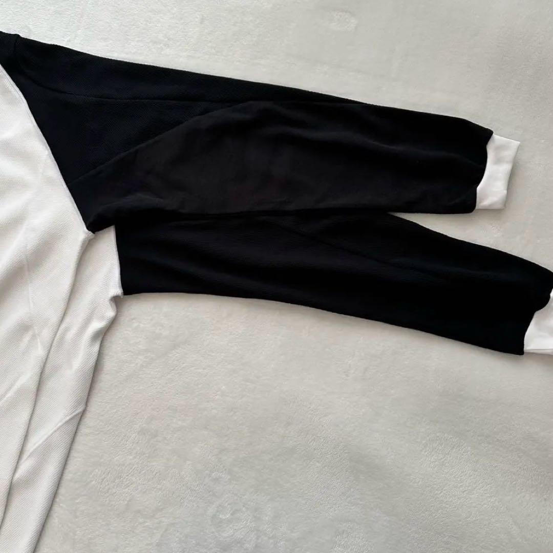 デサント　長袖バレーボール用ゲームシャツ（M）メッシュ　ロゴ　白黒系　スポーツ