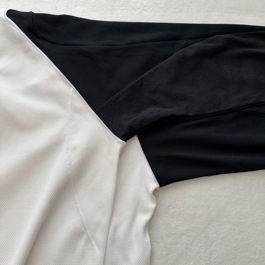 デサント　長袖バレーボール用ゲームシャツ（M）メッシュ　ロゴ　白黒系　スポーツ