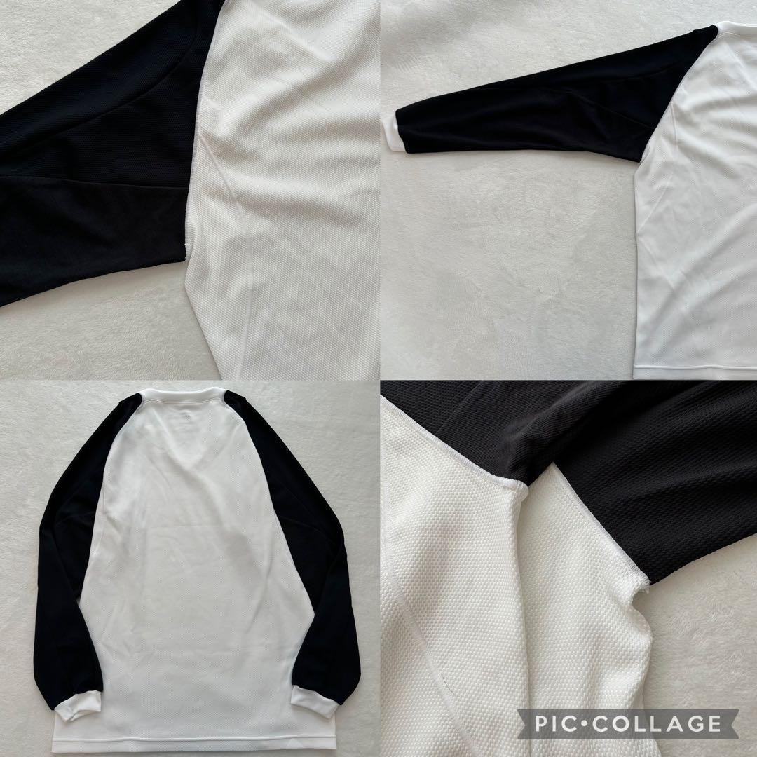 デサント　長袖バレーボール用ゲームシャツ（M）メッシュ　ロゴ　白黒系　スポーツ