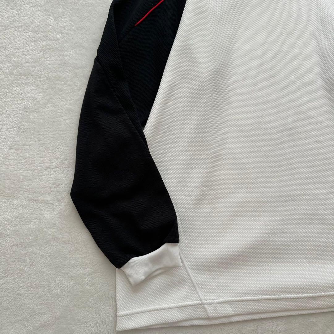 デサント　長袖バレーボール用ゲームシャツ（M）メッシュ　ロゴ　白黒系　スポーツ