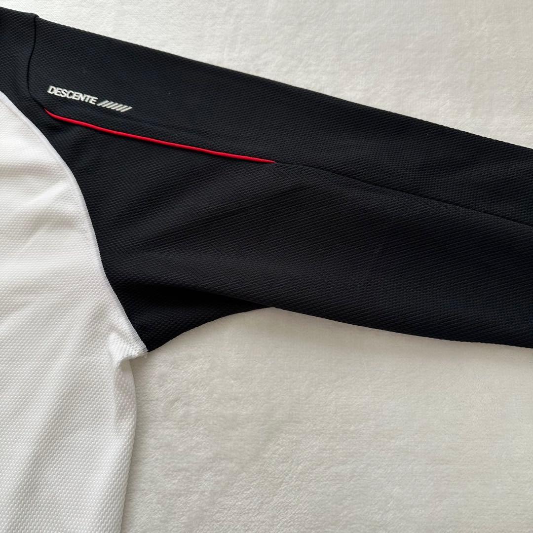 デサント　長袖バレーボール用ゲームシャツ（M）メッシュ　ロゴ　白黒系　スポーツ