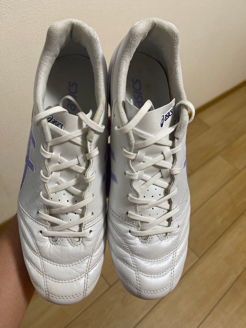 asics サッカーシューズ ホワイト/パープル 25.5cm