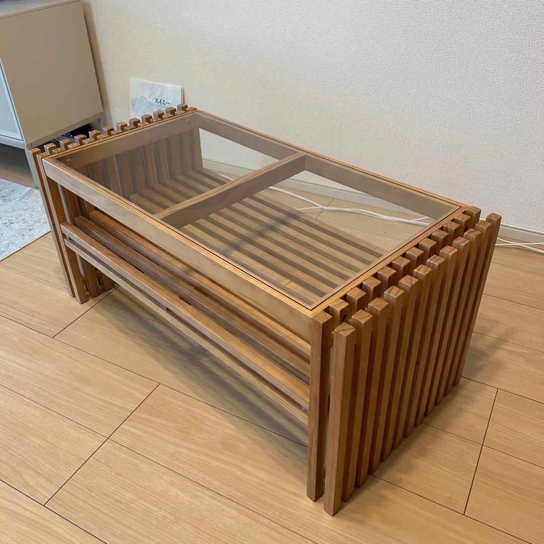 ガラステーブル おしゃれ ローテーブル 木製 北欧 ホテルライク