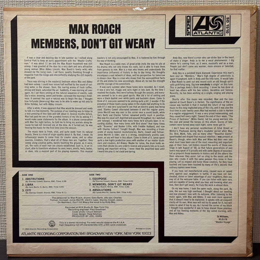 Max Roach - Members Don't Git Weary レコード
