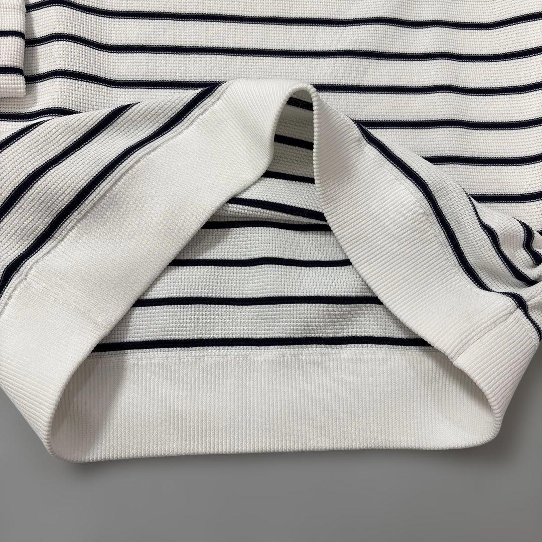 ZOY ゾーイ ボーダークルーネックセータ ホワイト/ネイビー/イエロー