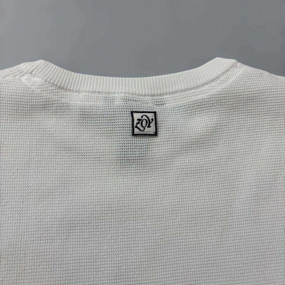 ZOY ゾーイ ボーダークルーネックセータ ホワイト/ネイビー/イエロー