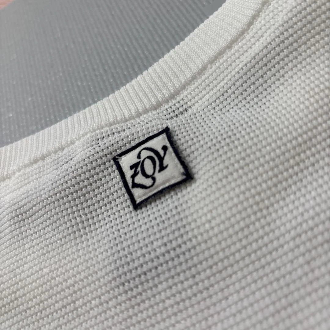 ZOY ゾーイ ボーダークルーネックセータ ホワイト/ネイビー/イエロー