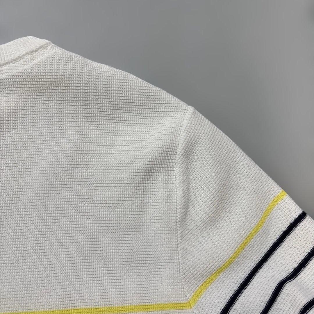 ZOY ゾーイ ボーダークルーネックセータ ホワイト/ネイビー/イエロー