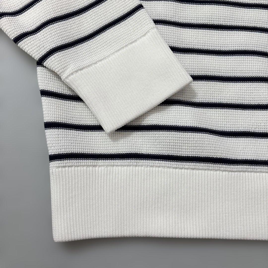 ZOY ゾーイ ボーダークルーネックセータ ホワイト/ネイビー/イエロー