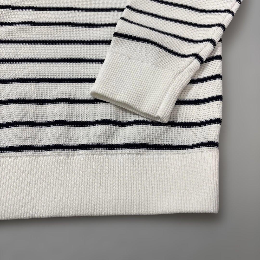 ZOY ゾーイ ボーダークルーネックセータ ホワイト/ネイビー/イエロー