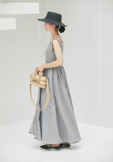 seventen セブンテン スクエアネック マキシワンピース ギンガム M