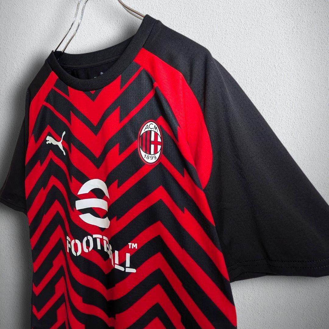 古着 サッカー ゲームシャツ ACミラン 幾何学模様 メンズ Lサイズ相当