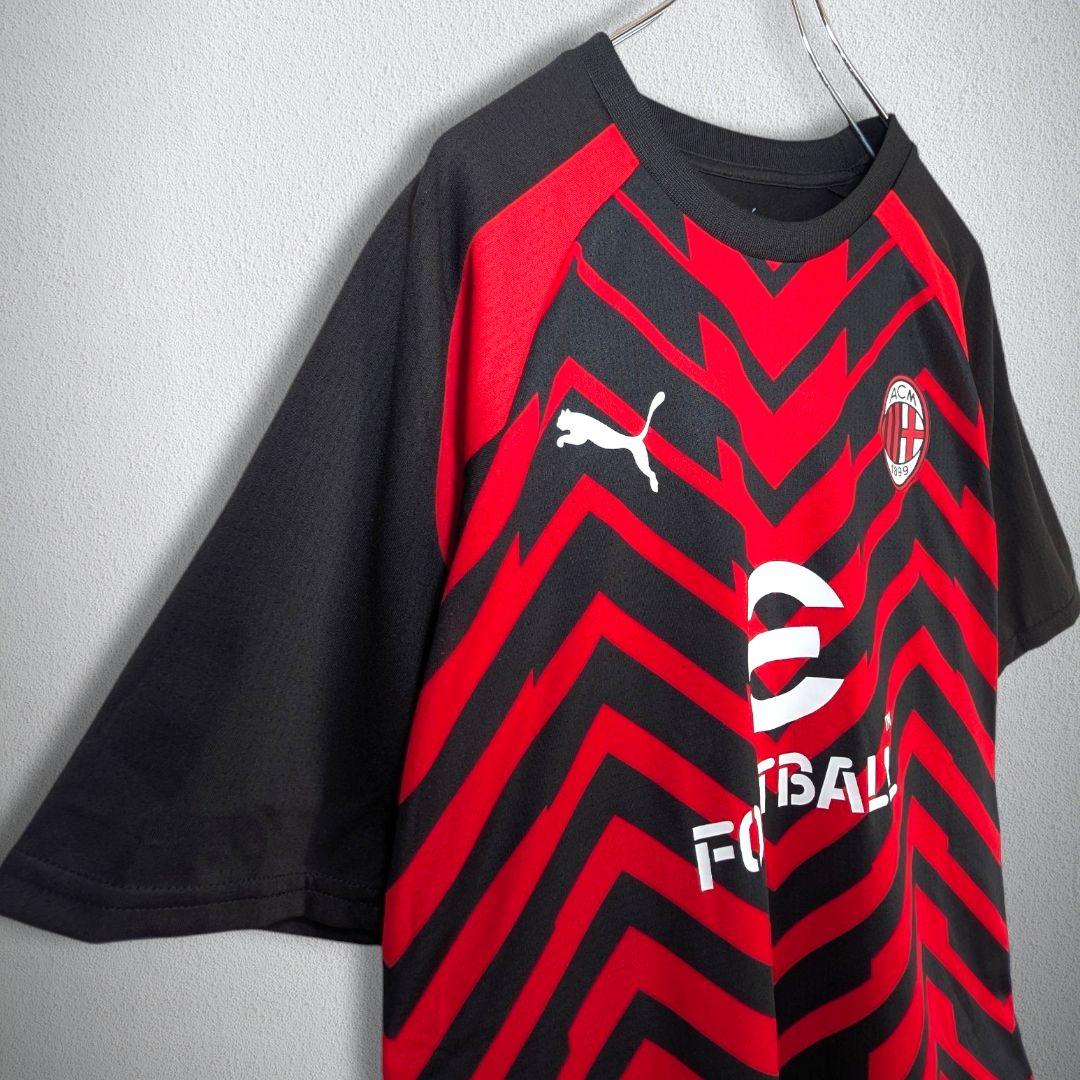 古着 サッカー ゲームシャツ ACミラン 幾何学模様 メンズ Lサイズ相当