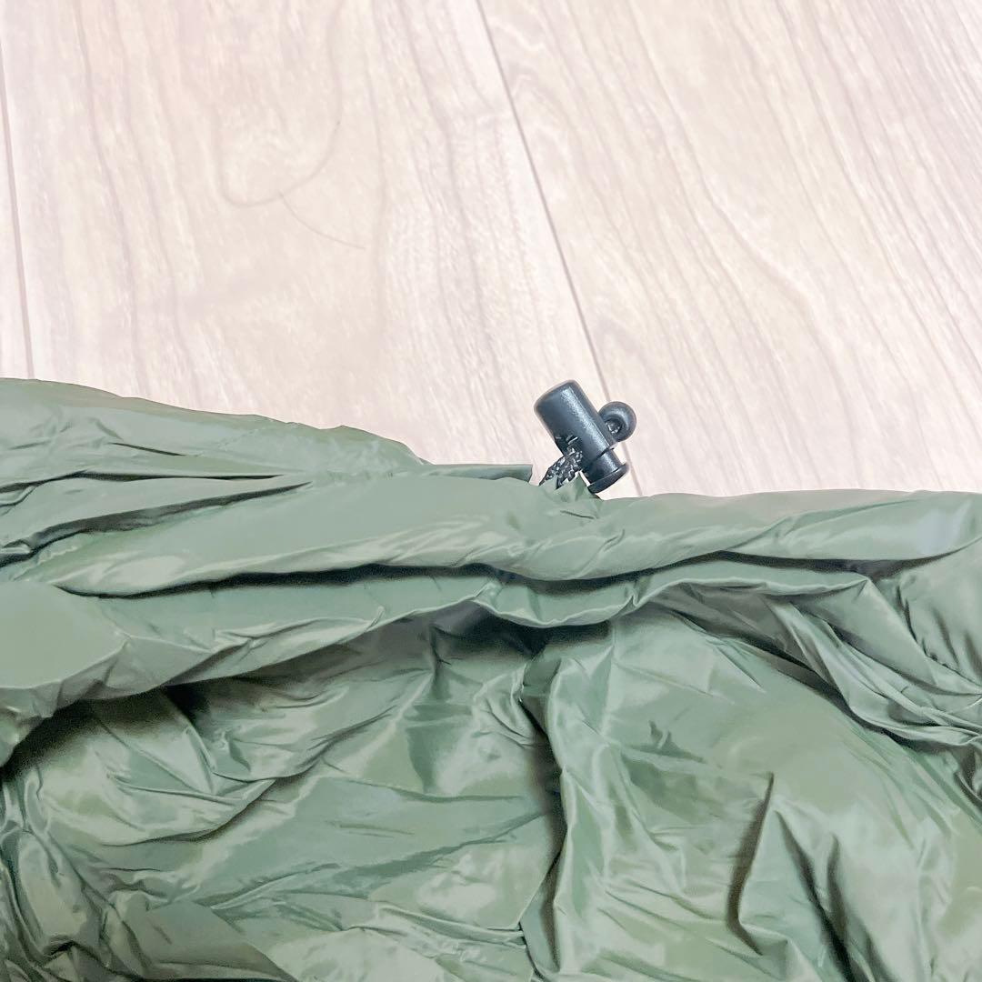 寝袋 ダウン マミー型 冬用 シュラフ アーミー グリーン もちもち