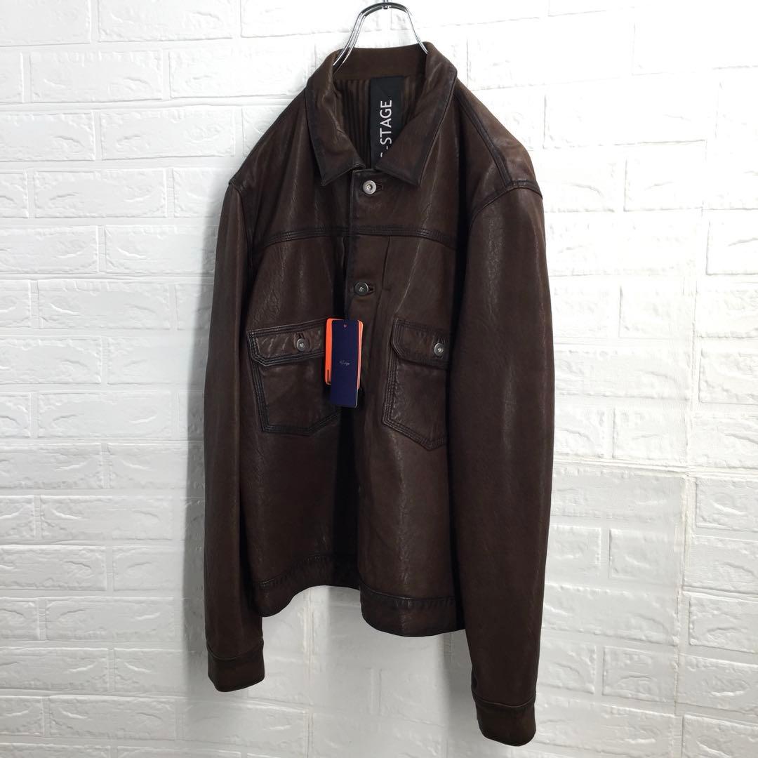 【タグ付未使用】G-STAGE ジーステージ ラムレザー 本革 ジャケット XL