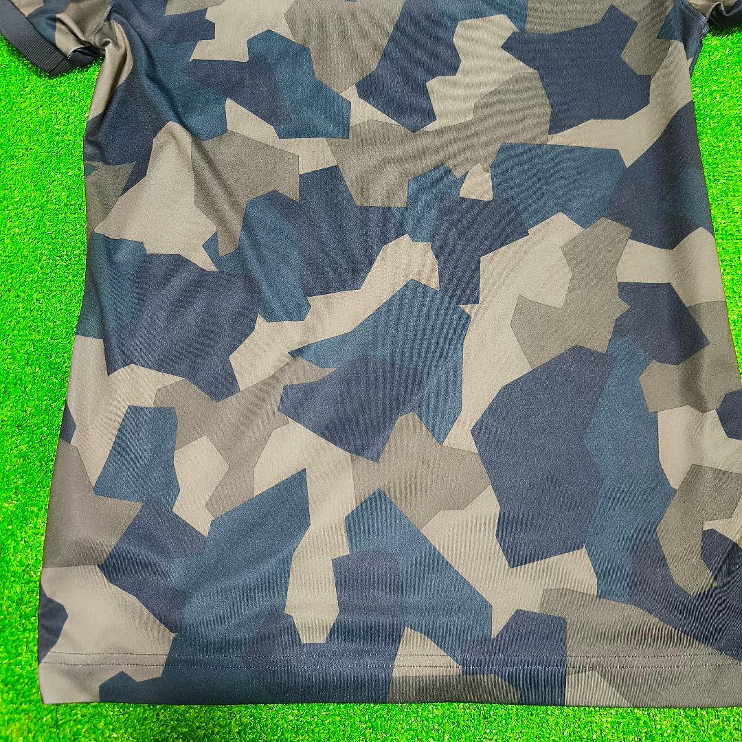 J.LINDEBERG GOLF 迷彩柄 半袖ポロシャツ S グレー×ネイビー