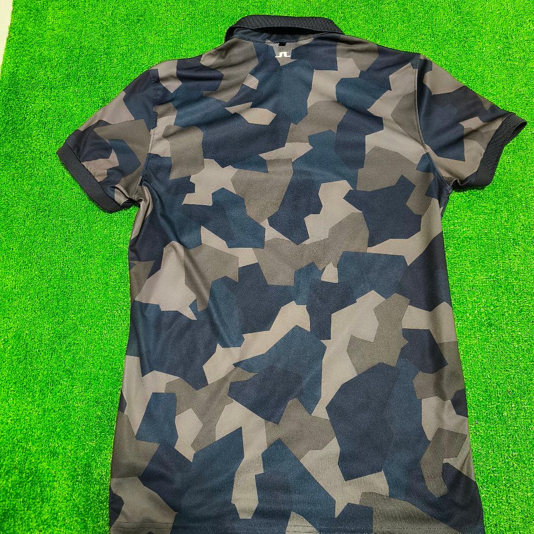 J.LINDEBERG GOLF 迷彩柄 半袖ポロシャツ S グレー×ネイビー