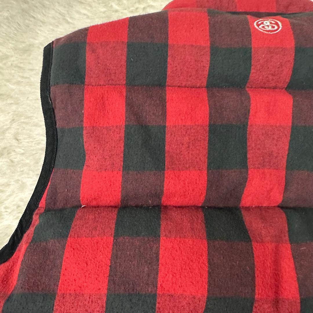 ベル 様用STÜSSY 赤・黒チェック ダウンベスト ビッグサイズ XL