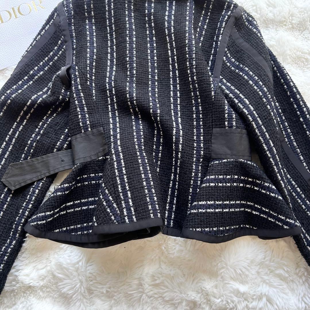 【美品】サカイラック ツイードジャケット ベルト付き 2WAY襟 黒