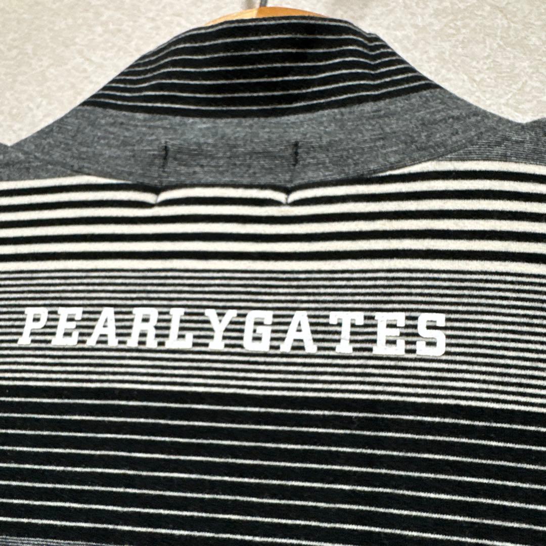 パーリーゲイツ・ボーダー柄　ハイネック　ハーフジップ　長袖カットソー　XL