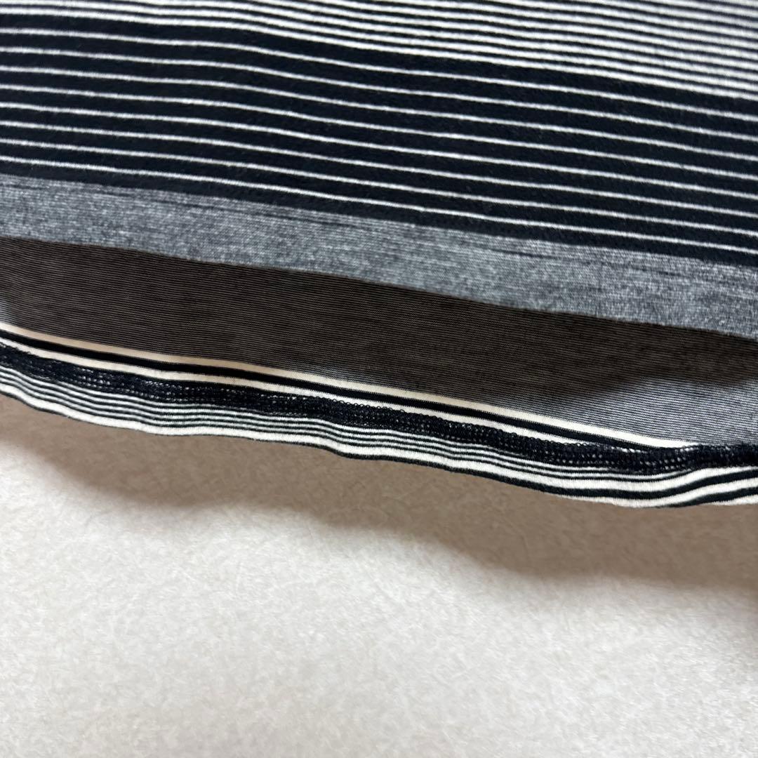 パーリーゲイツ・ボーダー柄　ハイネック　ハーフジップ　長袖カットソー　XL