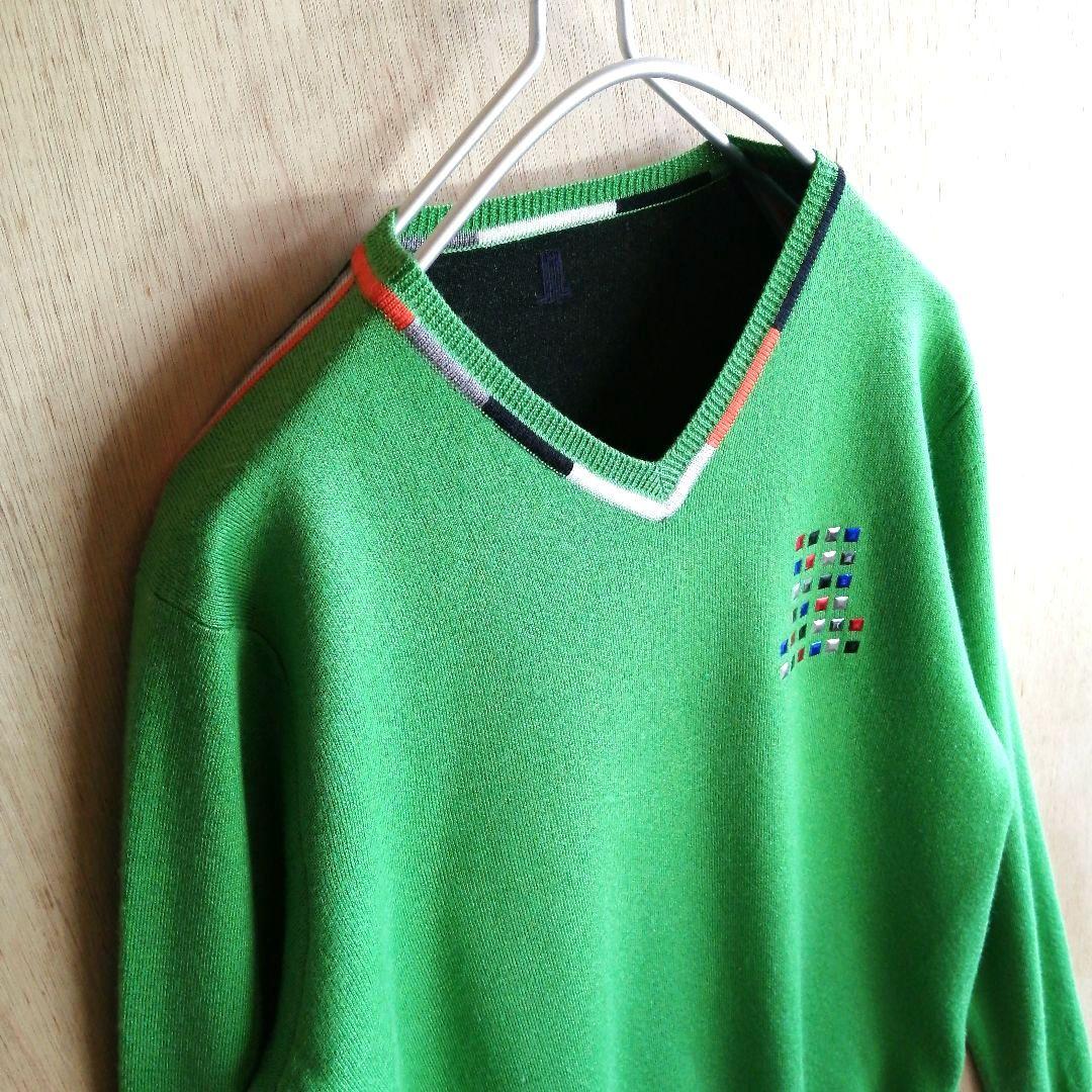 ランバンスポール　ストレッチ ニットセーター　マルチカラーラインストーン