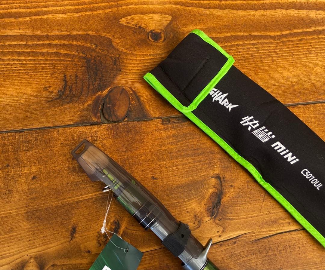 超コンパクト　トラウトロッド　5ft ベイトロッド グリーン　渓流釣り　テレスコ