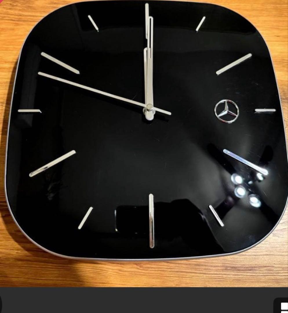 Mercedes-Benz 四角形掛け時計 ブラック