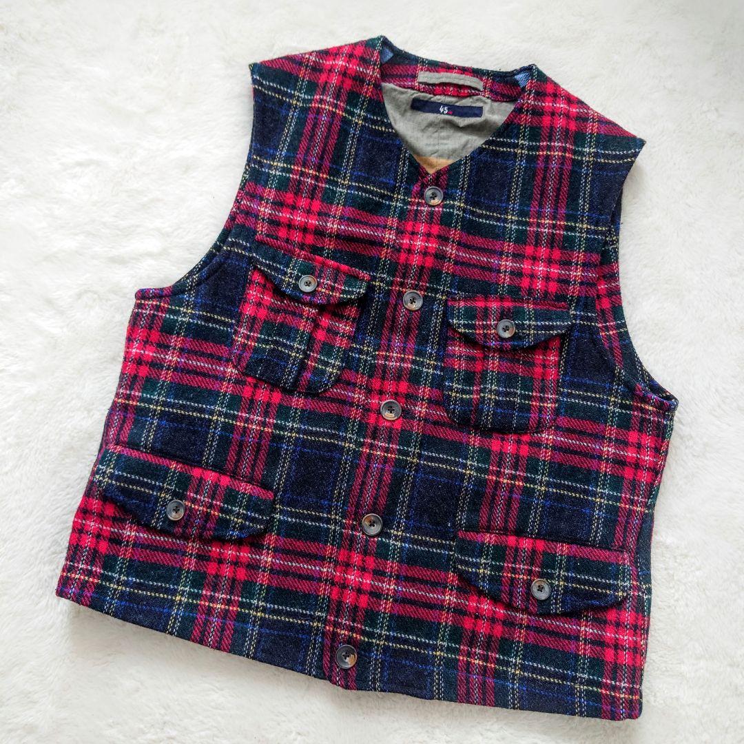 45R タータンチェック ベスト 大きいサイズ 4 ウール 45rpm