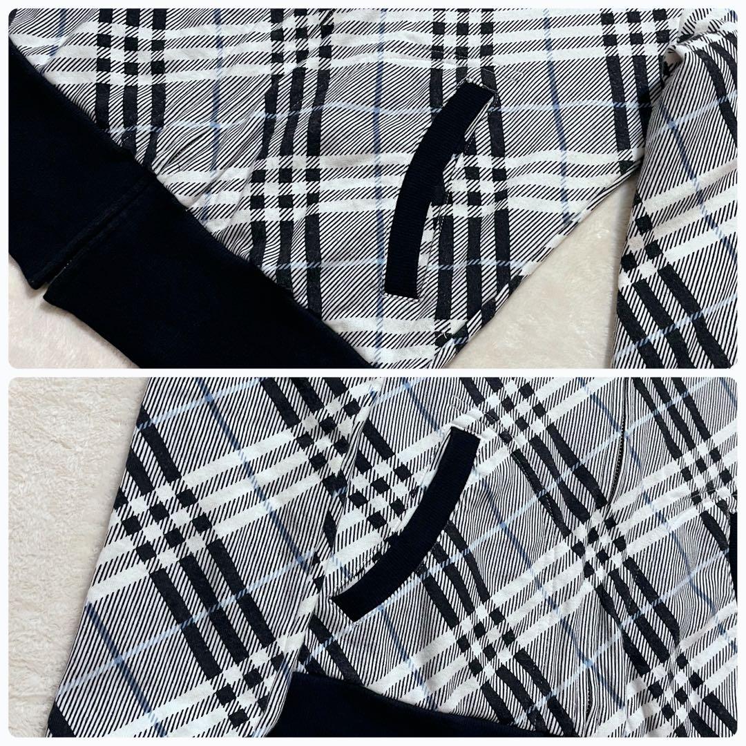 バーバリーブルーレーベル ノバチェック ホースロゴ刺繍 ジップアップパーカー