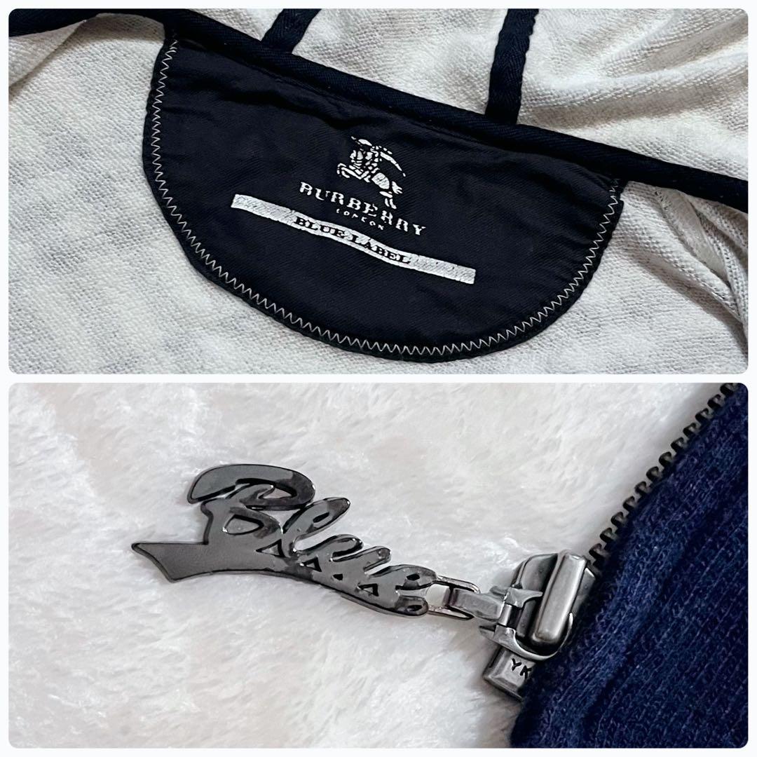 バーバリーブルーレーベル ノバチェック ホースロゴ刺繍 ジップアップパーカー