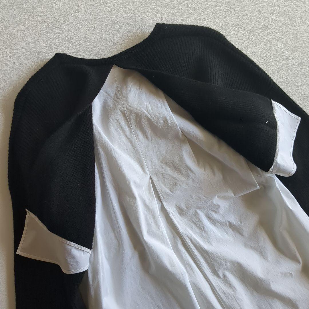 エンフォルド ドッキングワンピース ニット シャツ マキシ フレア 38 黒 白