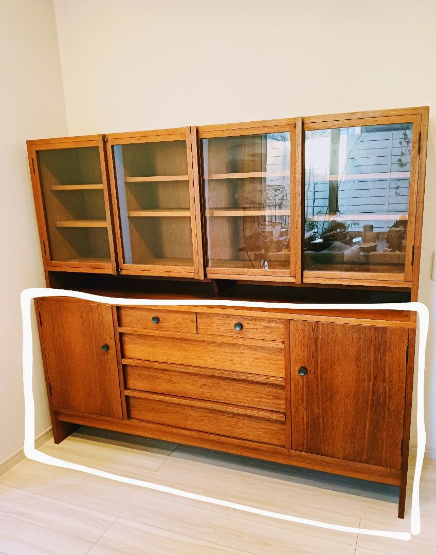 希少 チーク　カップボード　下部のみ　食器棚　キャビネット