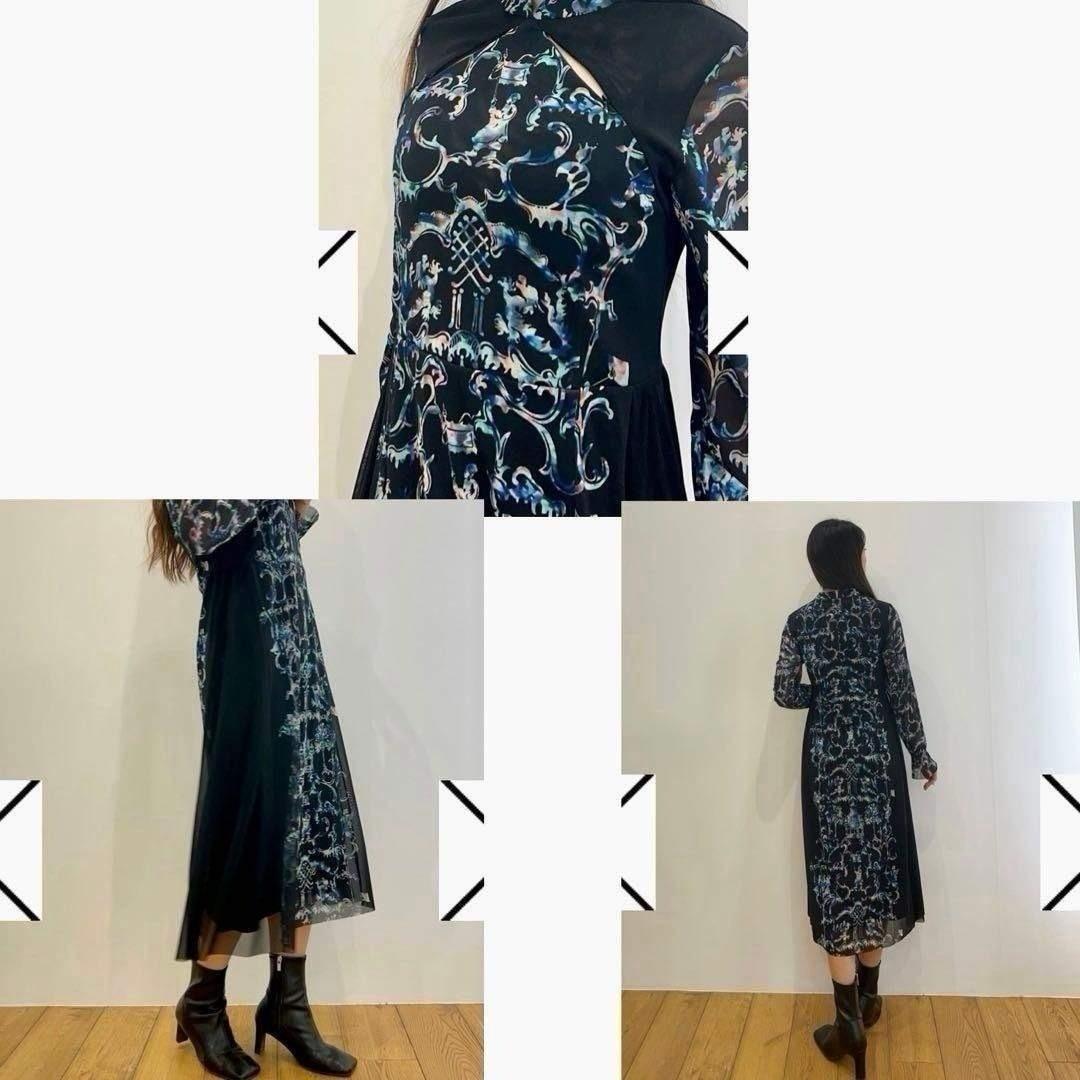 未使用級✨ヴィヴィアンタム 2023 パワーネット チャイナワンピース 黒×紺系