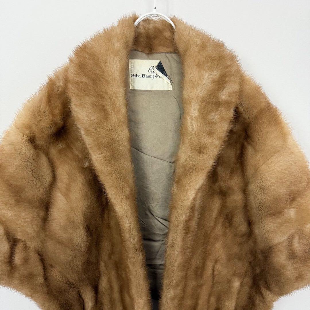 ヴィンテージ 毛皮 ミンクファー リアルファー ケープコート 羽織り S737