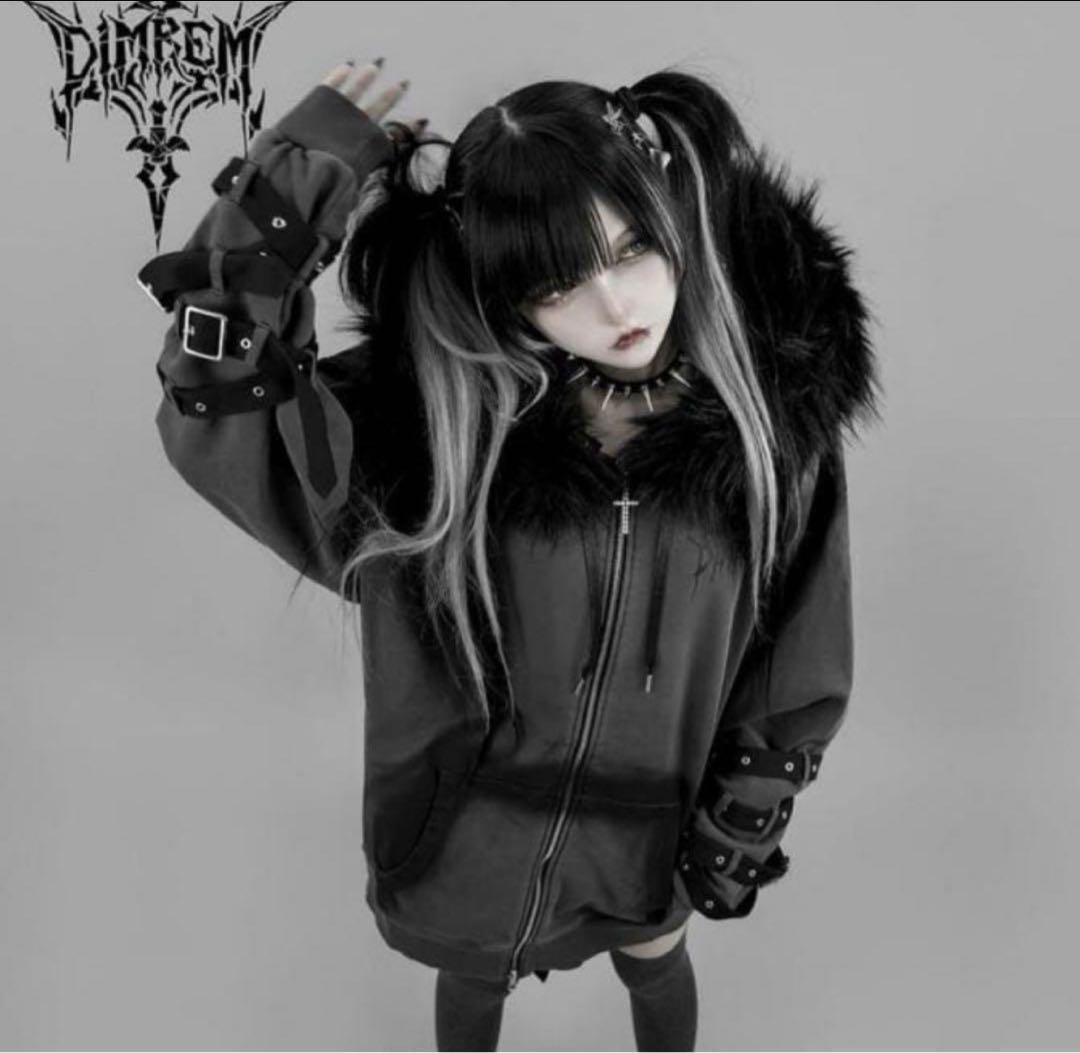 新品　【DIMREM】超ハトメファーフードパーカー　dimmoire
