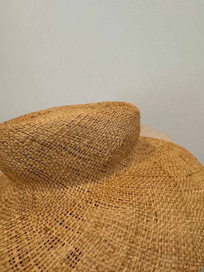 【美品】La Maison de Lyllis ベージュ 麦わら帽子 黒リボン