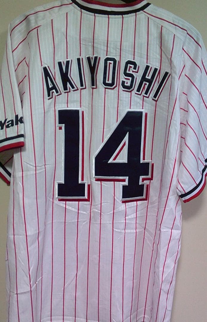 白赤M◎球魂２０１７東京ヤクルトスワローズYakult秋吉１４番ユニフォーム刺繍