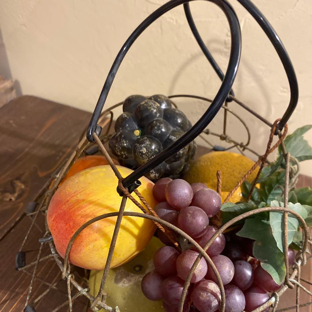 ワイヤーフルーツバスケット　折りたたみ　アンティーク