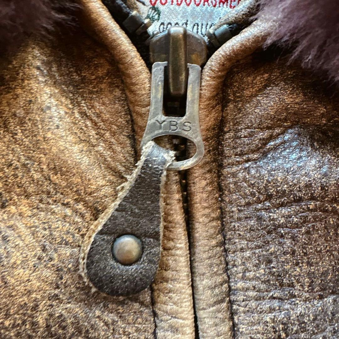 本革 ボア襟 レザージャケット 中綿 短丈 M ヴィンテージ