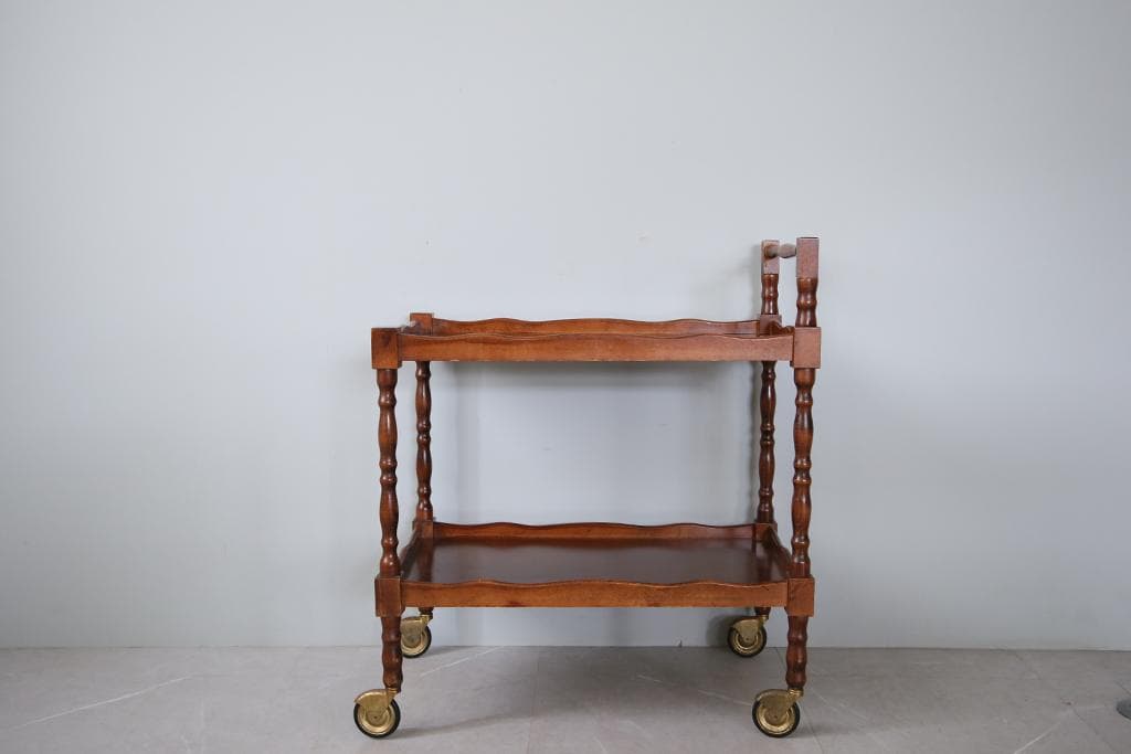 英国アンティーク木製キッチンワゴン/トロリー/飾り棚サイドテーブル机92-191