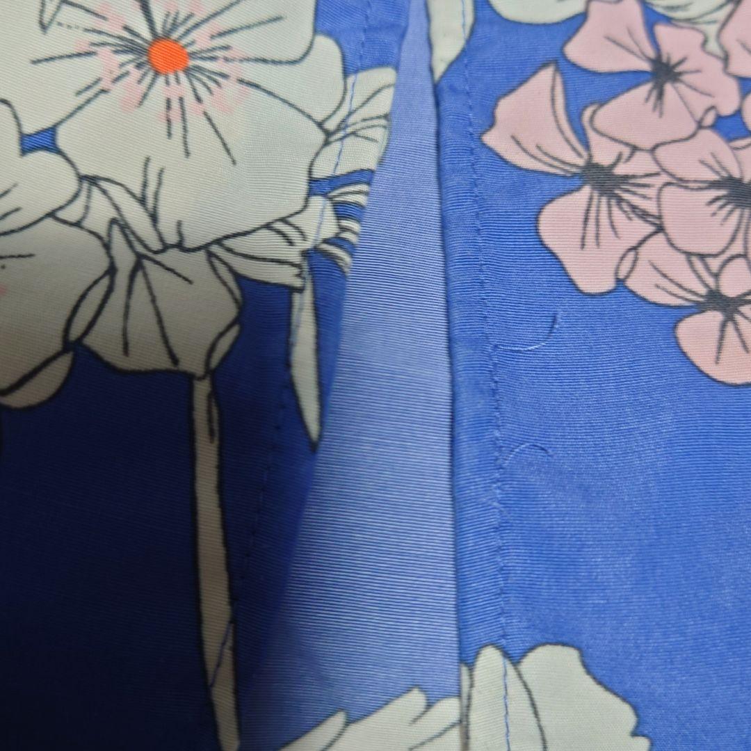 &ellecyアンドエルシー・ロイスクレヨン ピオニー柄 長袖シャツ 青