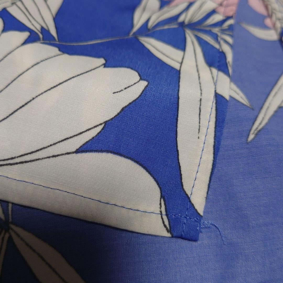 &ellecyアンドエルシー・ロイスクレヨン ピオニー柄 長袖シャツ 青