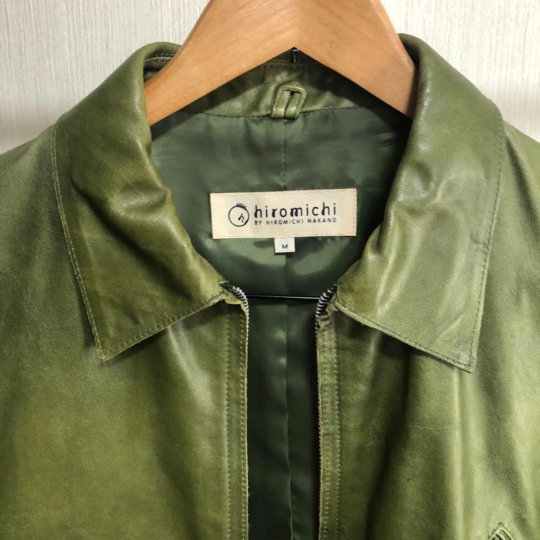 hiromichi nakano レザージャケット　革ジャン　グリーン